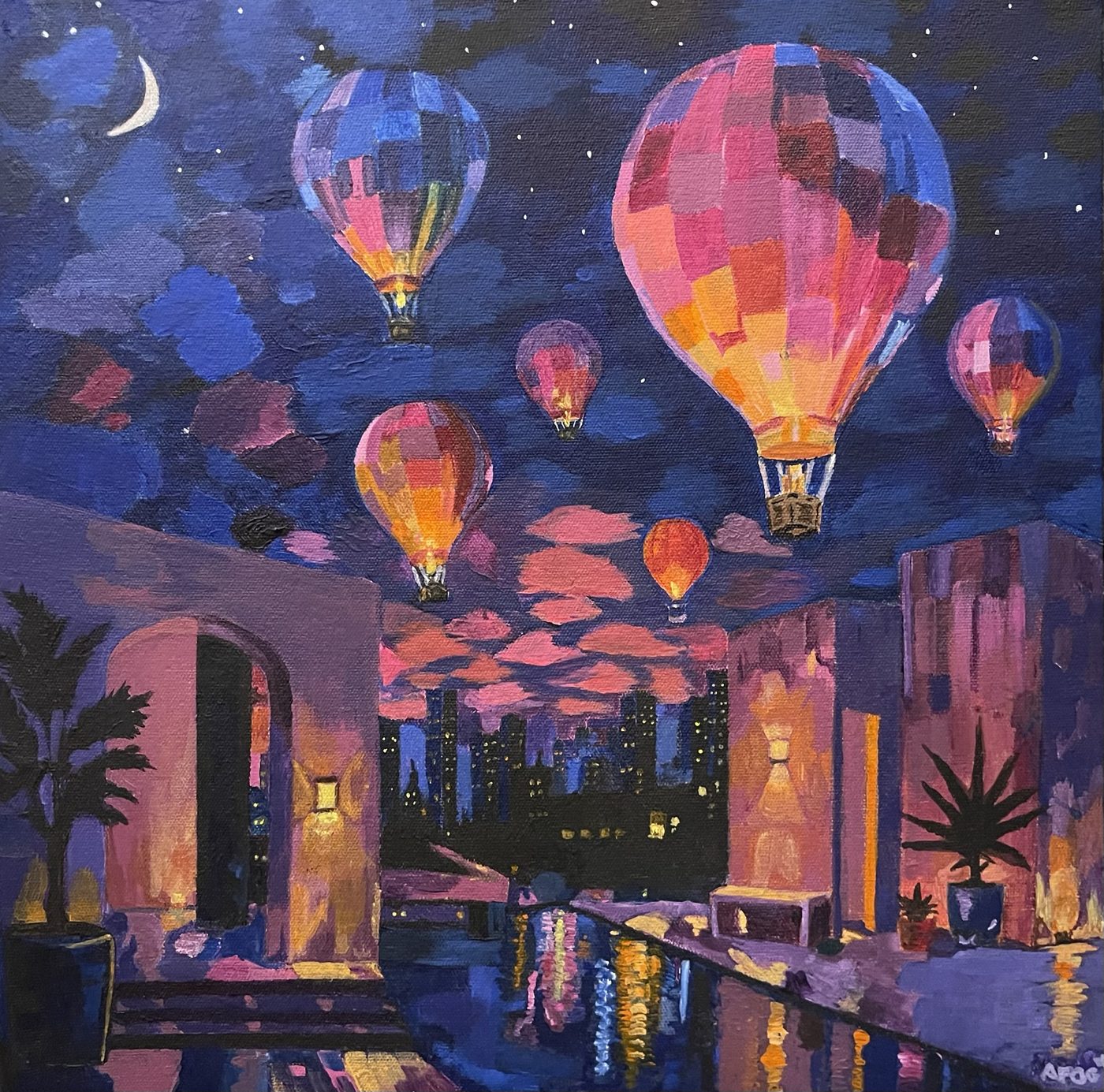 The Purple City of Floating Things — original painting